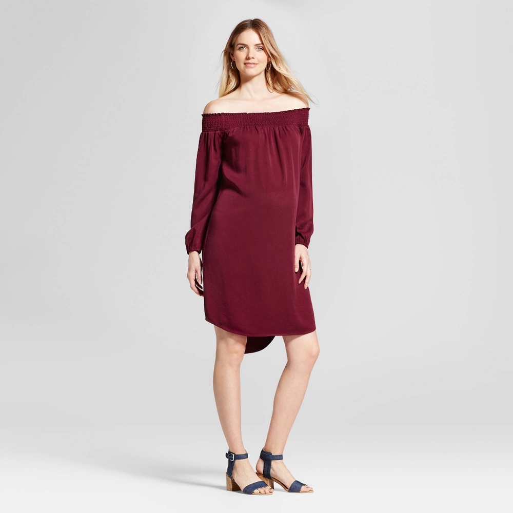 Isabel Maternity Off Shoulder Dress Red